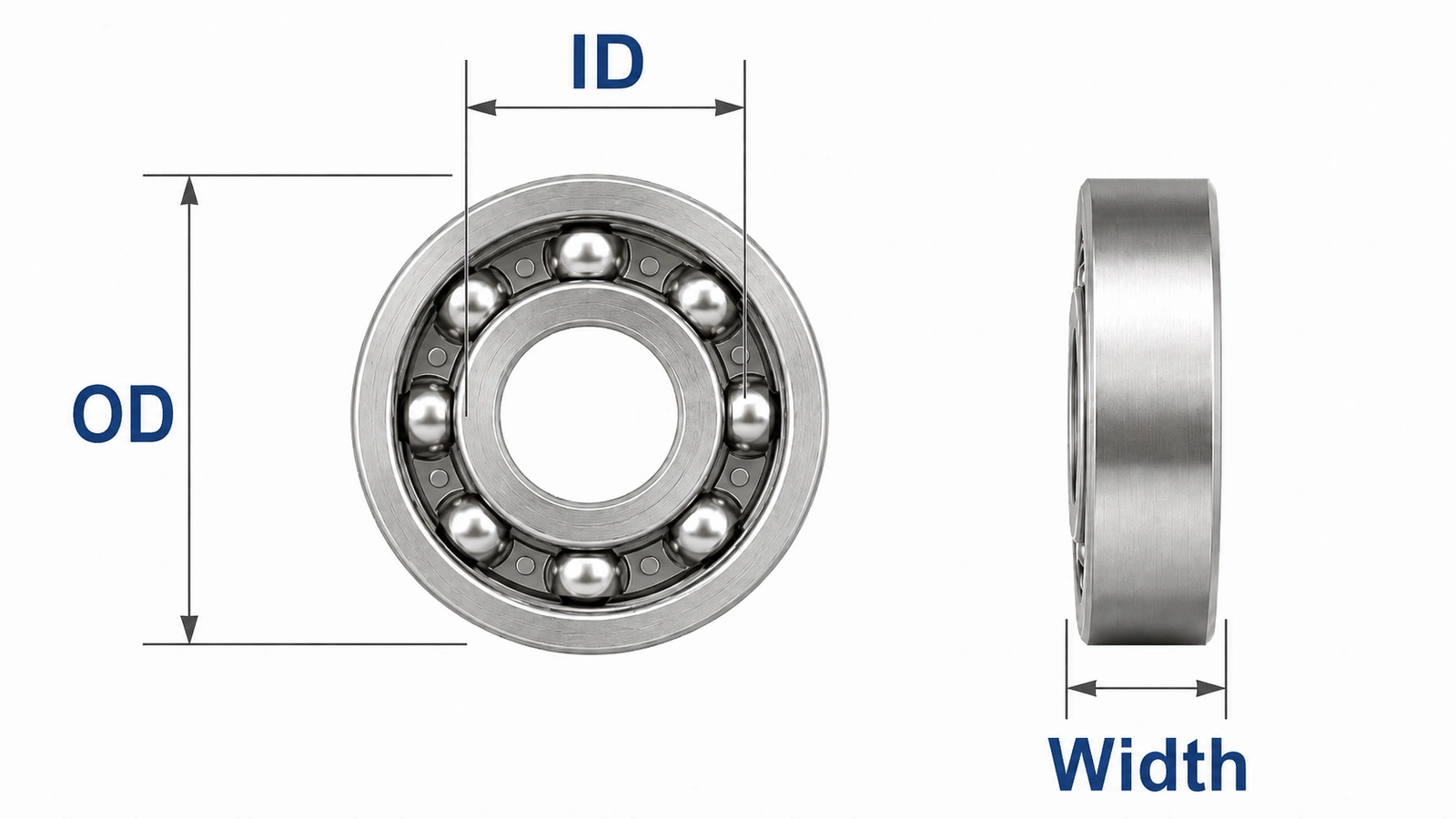 Illustration: bearing dimension reference views