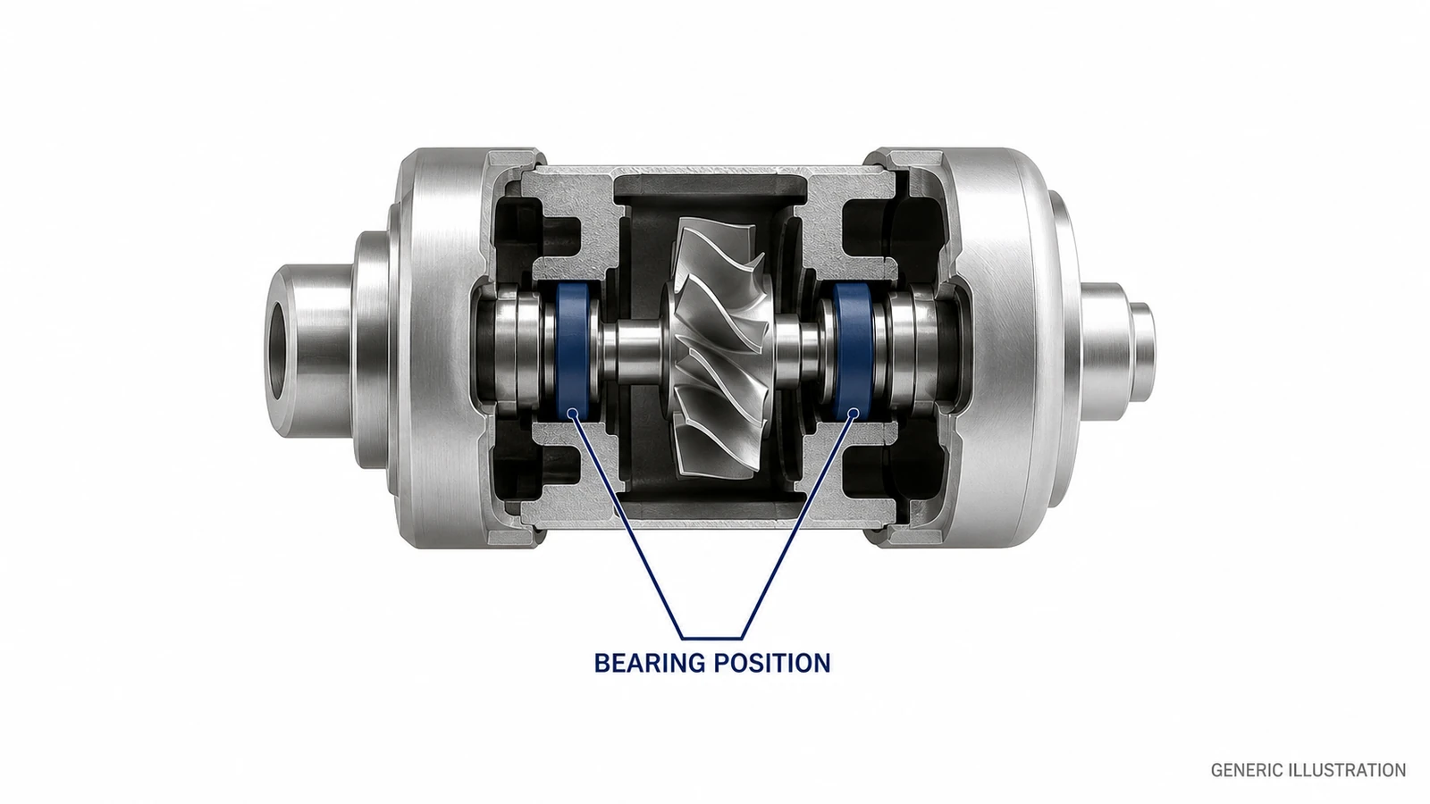 Generic turbine cartridge bearing position illustration