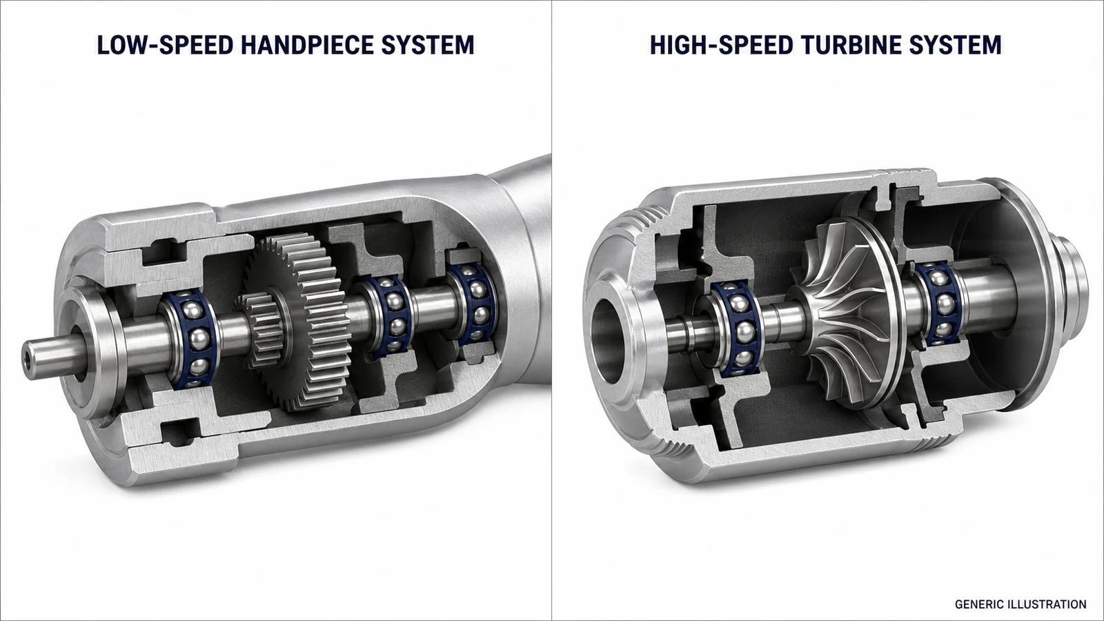 Low-speed and high-speed dental handpiece bearing system comparison