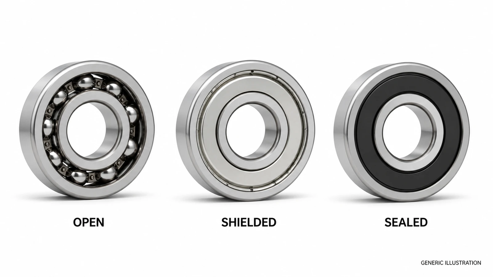 Open shielded and sealed miniature bearing construction comparison